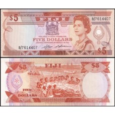 Fiji Ilhas Fiji P-83a Fe 5 Dollars ND (1986) Rainha