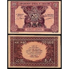 French Indo-China Indochina P-90 S/Fe 20 Cents ND (1942)