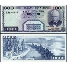 Iceland Islândia P-46a.6 Fe 1.000 Krónur L.1961 Jón Sigurðsson