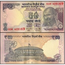 Índia P-104x Fe 50 Rupees 2017 Gandhi