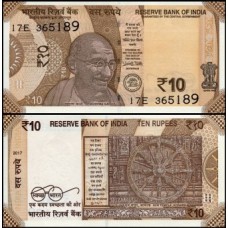 Índia P-109a Fe 10 Rupees 2017 Gandhi