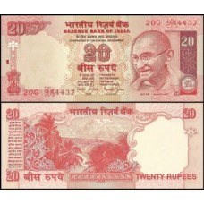 Índia P-89Ac Fe 20 Rupees ND (2002) Gandhi Letra R