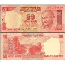 Índia P-89Ag Fe 20 Rupees ND (2002) Gandhi