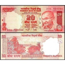 Índia P-96c Fe 20 Rupees 2007 Gandhi