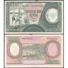 Indonésia P-101b Sob 10.000 Rupiah 1964