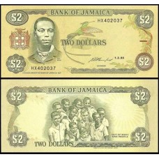 Jamaica P-69e Fe 2 Dollars 1993