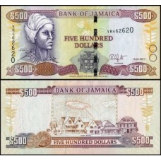 Jamaica P-85h Fe 500 Dollars 2011