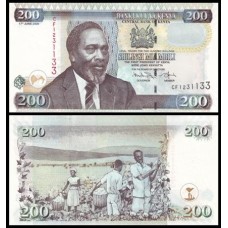 Kenya Quênia P-49d Fe 200 Shillings 2009