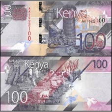 Kenya Quênia P-53a Fe 100 Shillings 2019