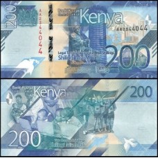 Kenya Quênia P-54a Fe 200 Shillings 2019