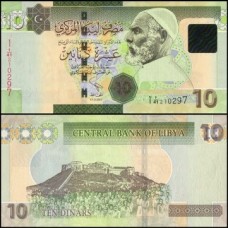 Libya Líbia P-78Ab Fe 10 Dinars 2011 Série 1 Omar Al Mukhtar