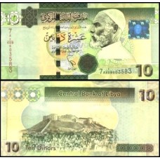 Libya Líbia P-78a Fe 10 Dinars 2011 Série 7A Omar Al Mukhtar