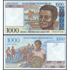 Madagascar P-76b Fe 1.000 Francs = 200 Ariary ND (1994)