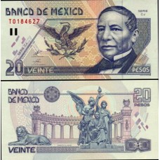 México P-106d.4 Fe 20 Pesos 1999 Benito Juarez