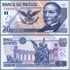 México P-106d.1 Fe 20 Pesos 1999 Benito Juarez