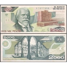 México P-86c.3 Fe 2.000 Pesos 1989 Justo Sierra Mendez - Série DJ