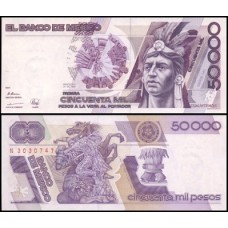 México P-93d.3 Fe 50.000 Pesos 1990 Série HK Cuauhtémoc