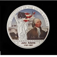 Usa Estados Unidos John Adams 2º Presidente Banhada a Prata