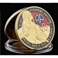 2ª Guerra Mundial II WW Dia D 82nd Airborne Banhada a Ouro (558)