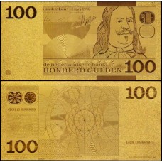 Netherlands Holanda NL-1 Fe 100 Gulden Folheada a Ouro 24k  Fantasia 