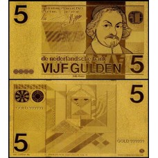 Netherlands Holanda NL-2 Fe 5 Gulden Folheada a Ouro 24K Fantasia 