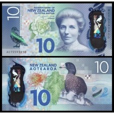 New Zealand Nova Zelândia P-192a Fe 10 Dollars 2015 Kate Sheppard Polímero