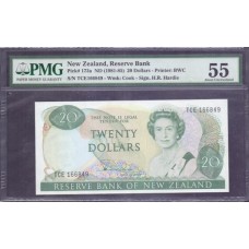 New Zealand Nova Zelândia P-173a S/Fe 20 Dollars ND (1981) Rainha PMG 55