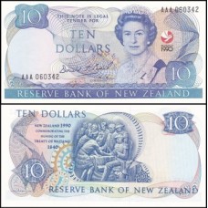 New Zealand Nova Zelândia P-176 Fe 10 Dollars 1990 Comemorativa no Folder Rainha 