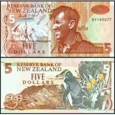 New Zealand Nova Zelândia P-177a.2 Fe 5 Dollars ND (1993)