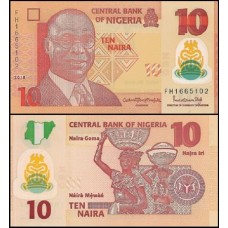 Nigéria P-39i.2 Fe 10 Naira 2018 Polímero