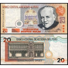 Peru P-176a Fe 20 Nuevos Soles 2001 Raul Barrenechea