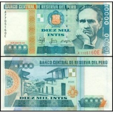 Peru P-141a Fe 10.000 Intis 1988 César Vallejo