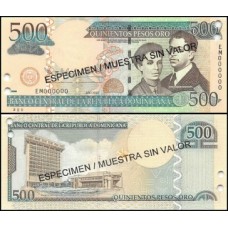 República Dominicana P-172cs Fe 500 Pesos Oro 2004 Spécimen Salomé Ureña 