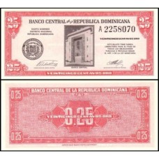 República Dominicana P-87a Fe 25 Centavos Oro ND (1961)