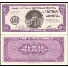 República Dominicana P-89a Fe 50 Centavos Oro ND (1961)