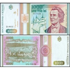 Romania Romênia P-102a Fe 1.000 Lei 1993 - Mihail Eminescu