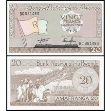 Rwanda Ruanda P-6e S/Fe 20 Francs 1964-76