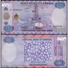 Rwanda Ruanda P-40a Fe 2.000 Francs 2014