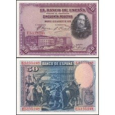 Spain Espanha P-75b Fe 50 Pesetas 1928 - Diego Velázquez