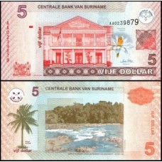 Suriname P-157a Fe 5 Dollars 2004