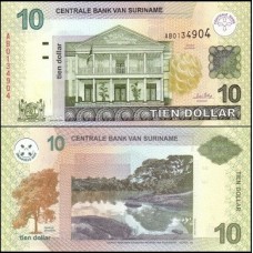 Suriname P-158a Fe 10 Dollar 2004