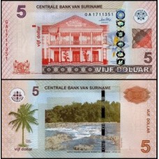 Suriname P-162a Fe 5 Dollars 2010