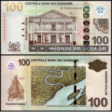 Suriname P-166e Fe 100 Dollars 2020