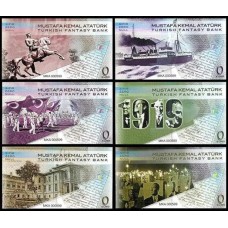 Turkey Turquia Set C/6 Cédulas Zero Euro Fantasia Fe