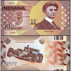 Usa Estados Unidos 50 Dollars 19st State Indiana Polímero Fantasia