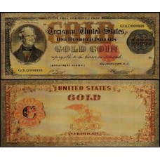 Usa Estados Unidos US-57c Fe 100 Dollars 1928 Folheada a Ouro 24K Color