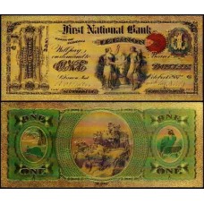 Usa Estados Unidos US-9c Fe 1 Dollar 1875 Folheada a Ouro 24K Color