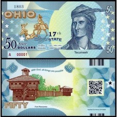 Usa Estados Unidos 50 Dollars 17st State Ohio Polímero Fantasia