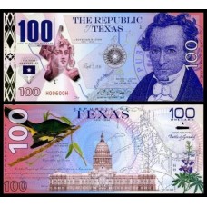 Usa Estados Unidos 100 Dollars Texas Comemorativa Polímero Fantasia
