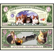 Usa Estados Unidos Md-113 Fe 9 Dollars Louco Por Gatos